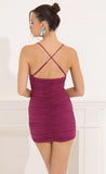Glitter Ruched Bodycon Dress in Mauve