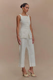 Kaitlyn Cropped Wide Leg Jeans White