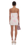 Mesh Floral Lace Strapless Bodycon Dress in White