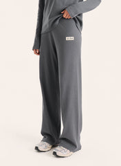 Dark Grey Ribbed Jersey Trousers