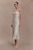 Willa Gathered Mesh Midi Dress Polka Dot
