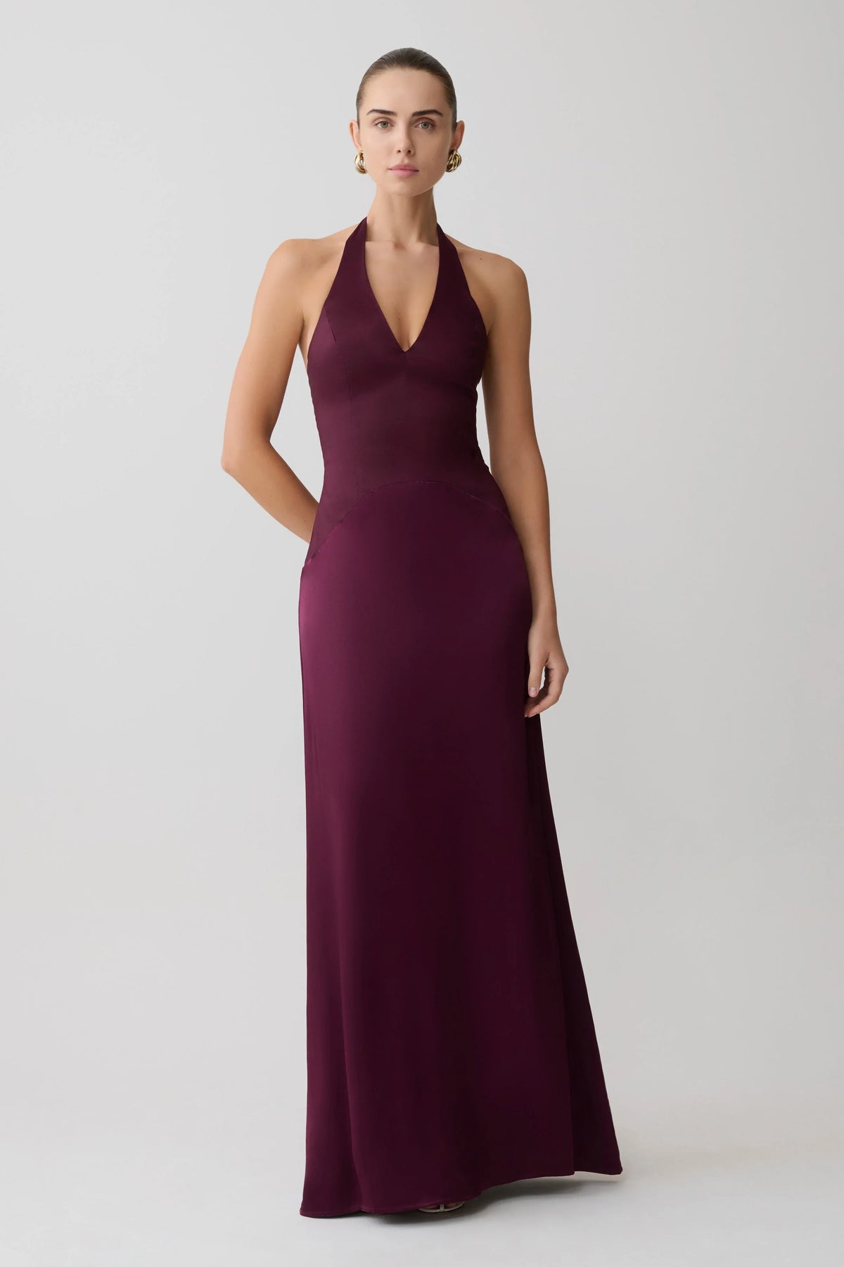 Maura Taffeta And Satin Maxi Dress Wine