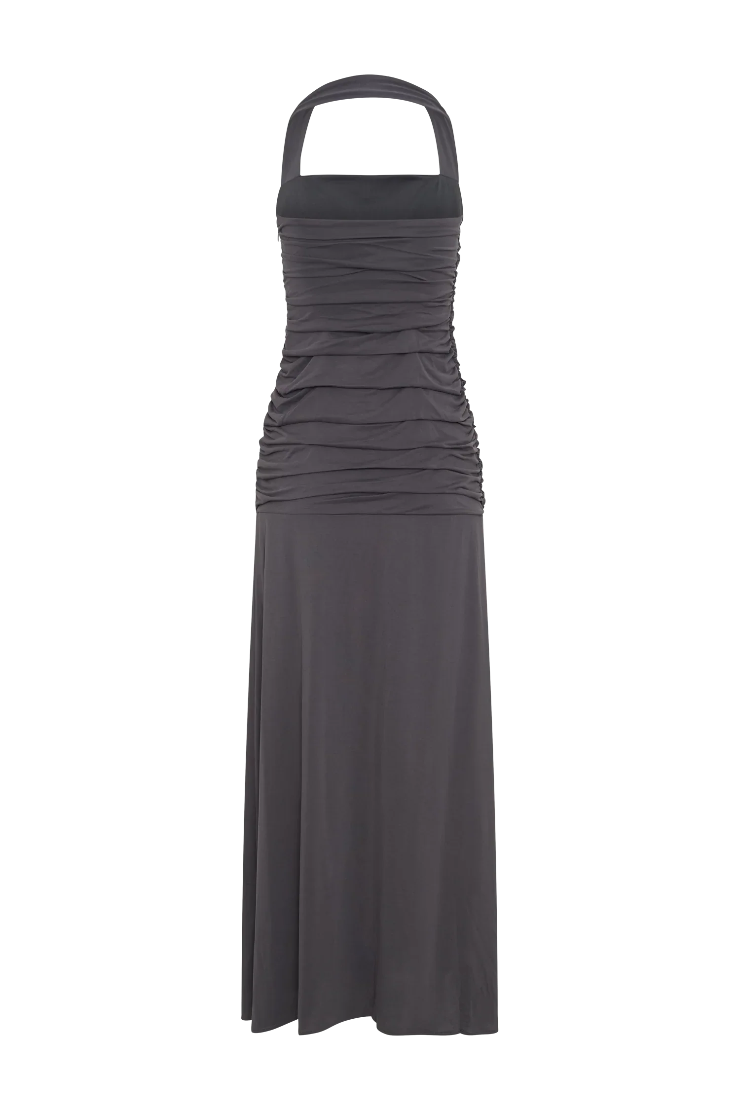 Bentley Peached Jersey Halter Maxi Dress Charcoal