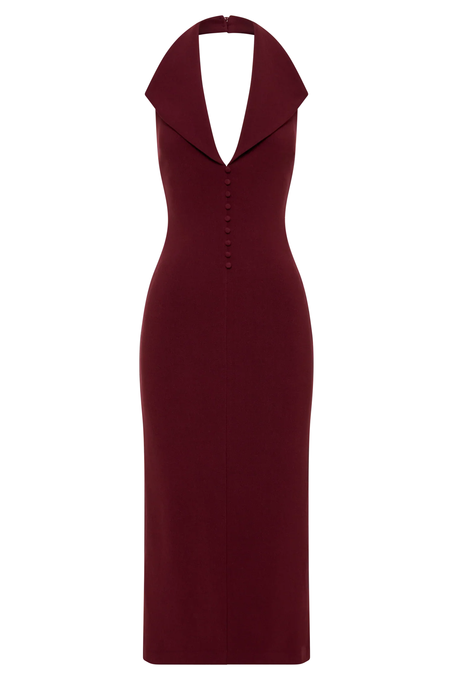 Annita Crepe Halter Midi Dress Merlot