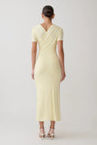 Junie Cross Over Neck Slinky Maxi Dress Lemon