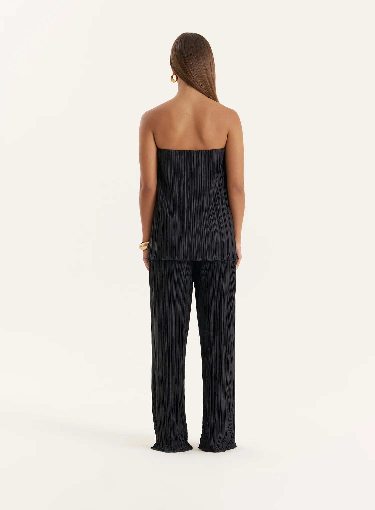 Black Plisse Bandeau Top