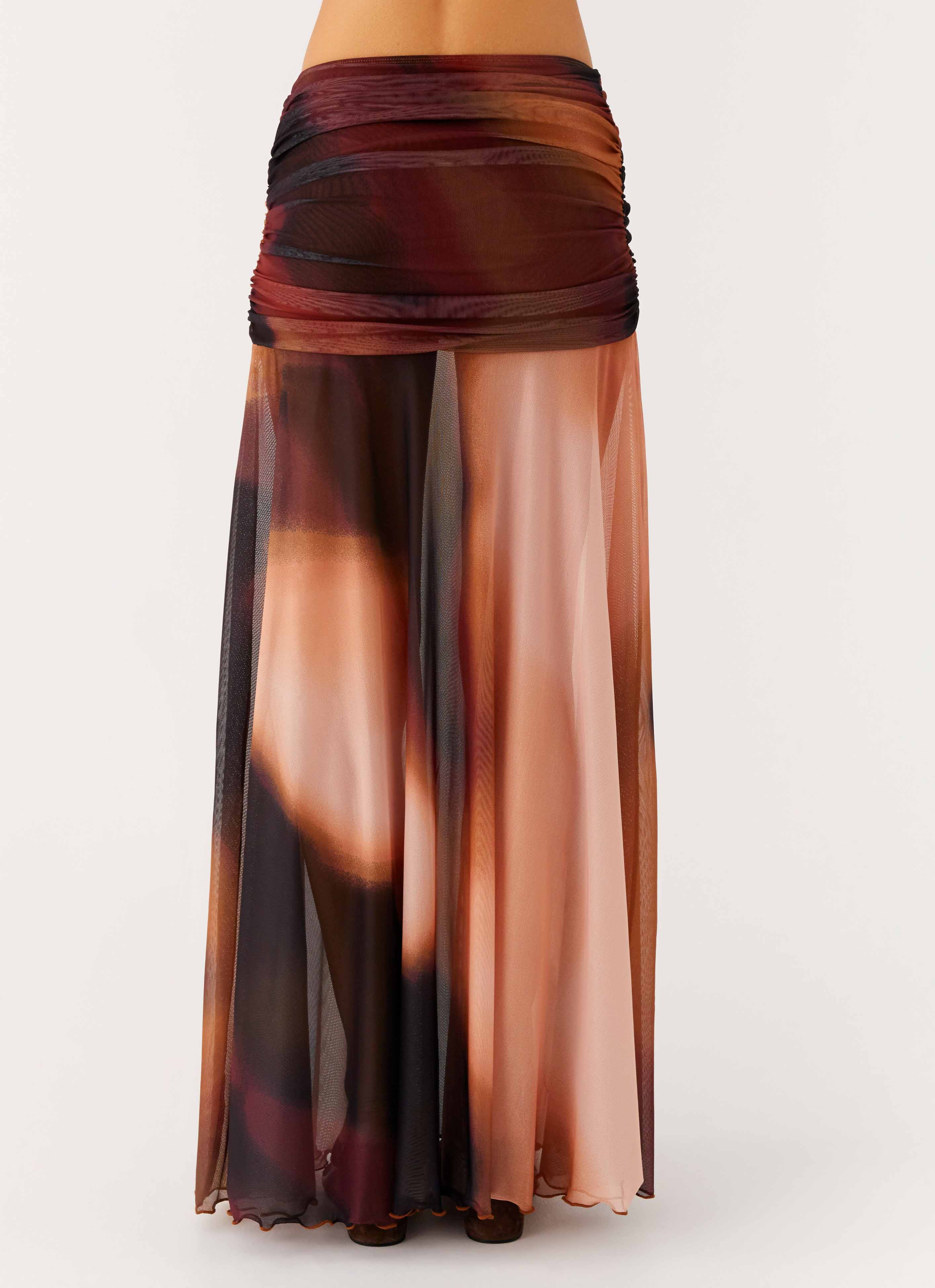 Stargazer Mesh Maxi Skirt Black Gradient