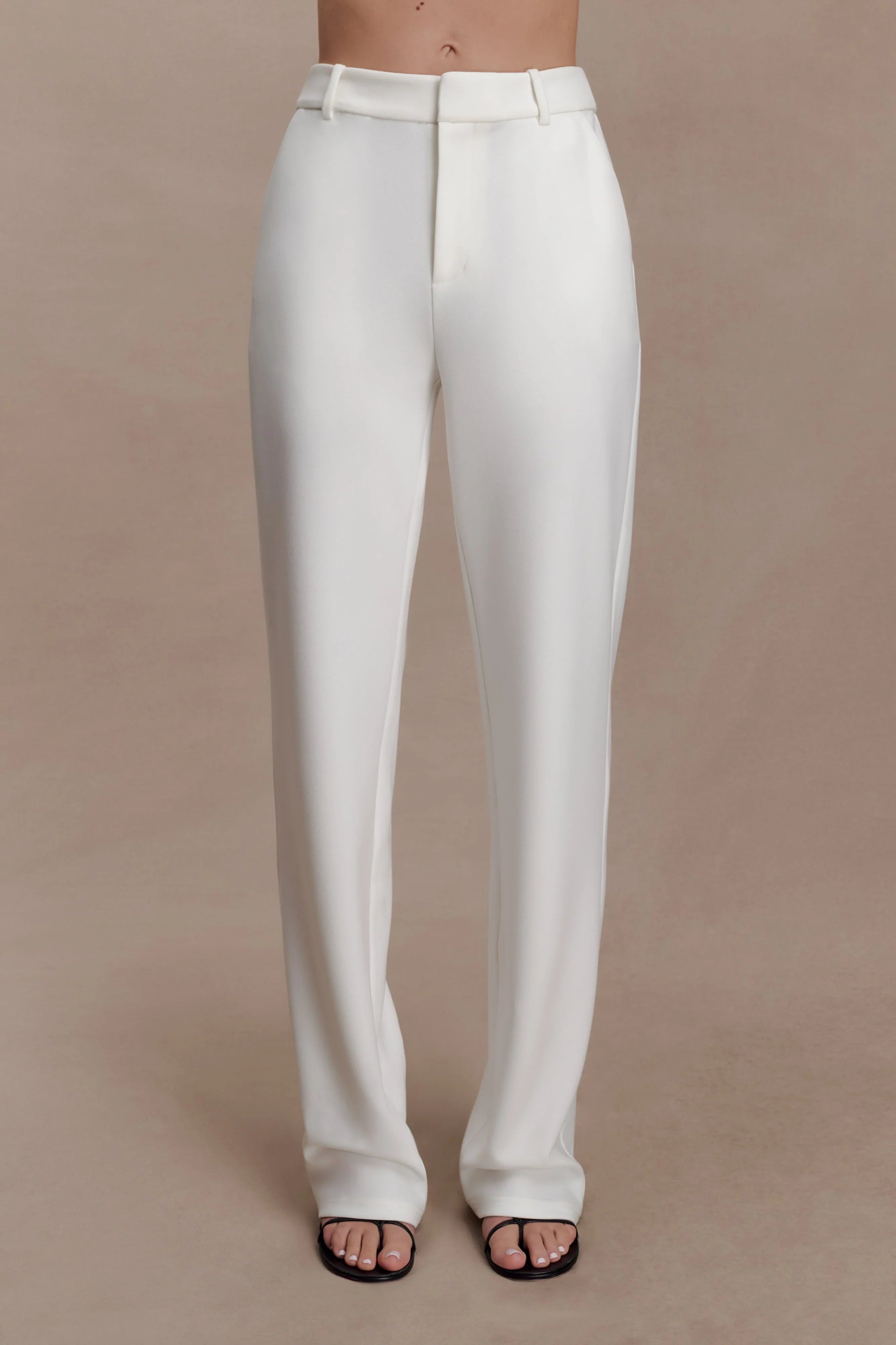 Maude Crepe Straight Leg Pants Ivory