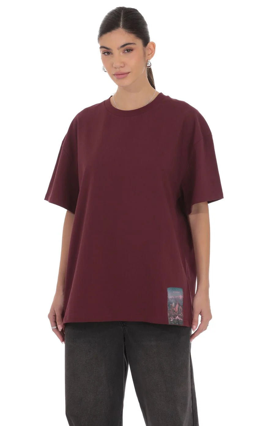 Lucy Graphic T Shirt in Burgundy