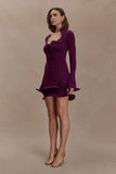 Samira Knit Long Sleeve Mini Dress Plum