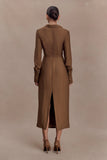 Cecilie Cut Out Shirt Midi Dress Dark Chocolate