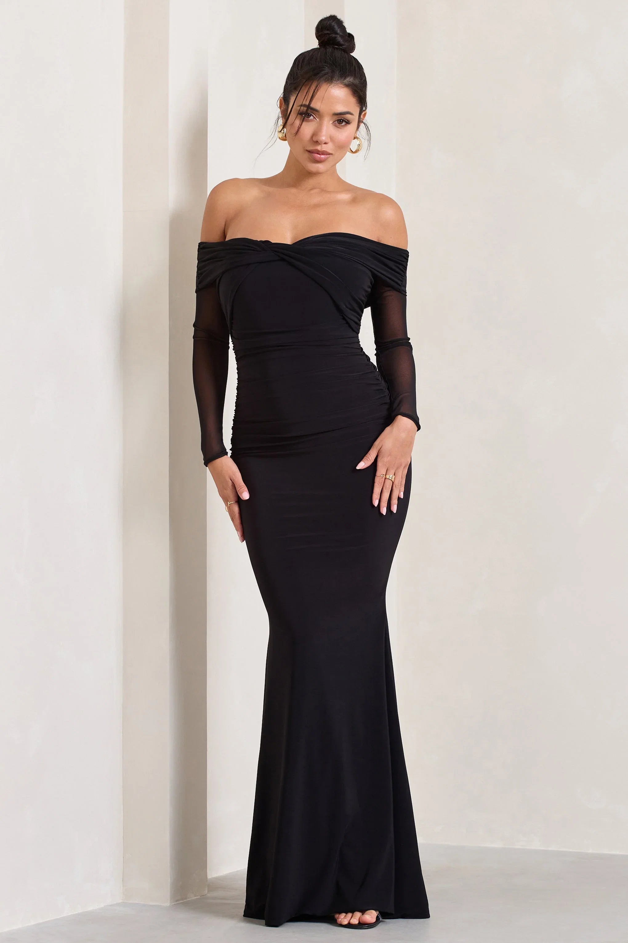 Alex Black Bardot Twist Maxi Dress