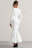 London Cream Sweetheart Maxi Dress With Volume Hem