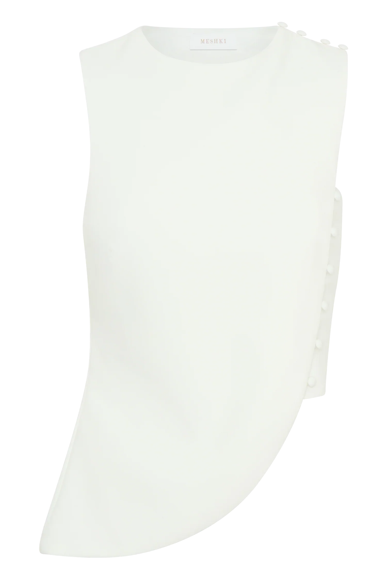 Astrid Asymmetric Sleeveless Suiting Top White