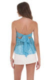 Floral Strapless Babydoll Top in Blue