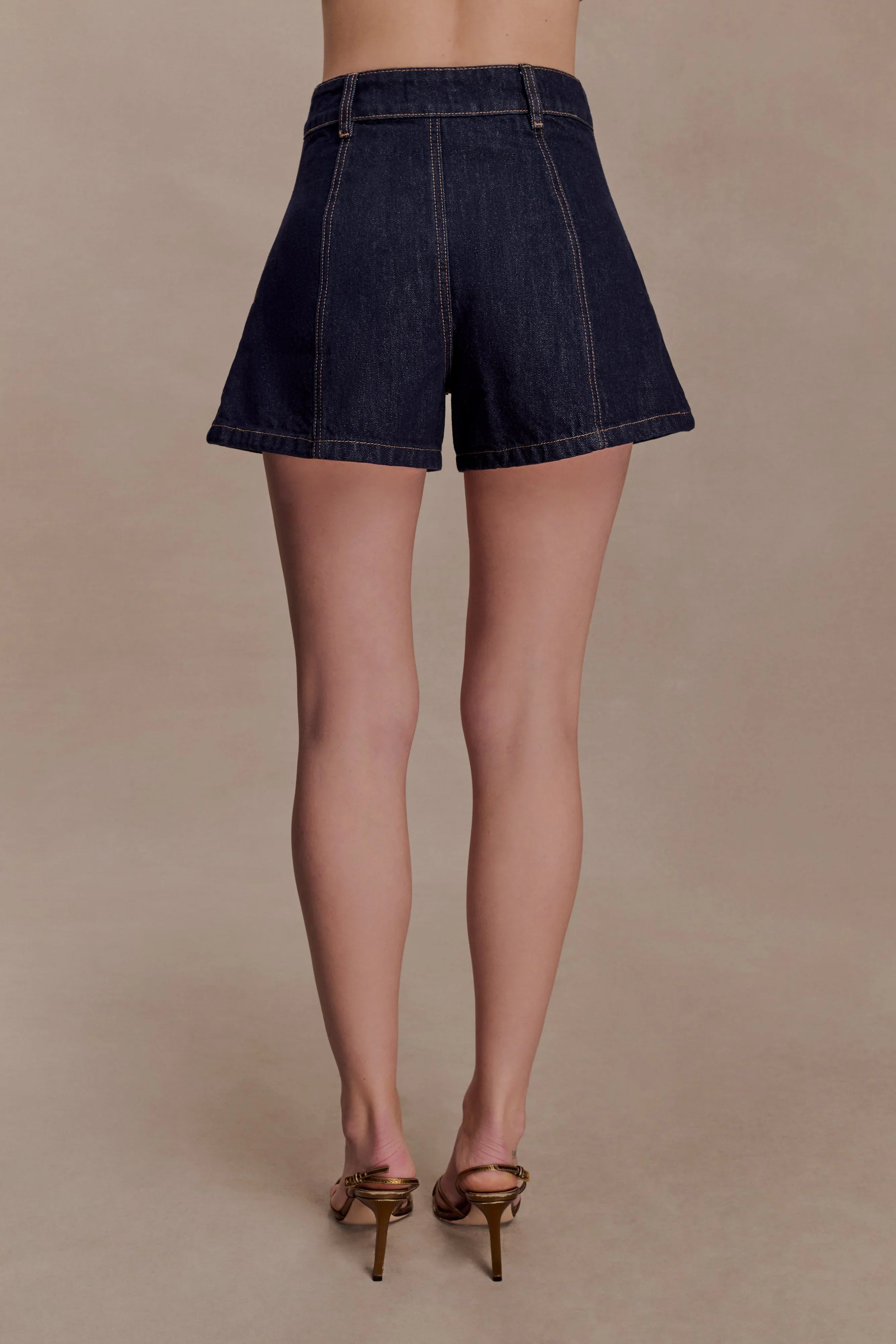 Demi High Waisted Denim Shorts Washed Indigo Blue