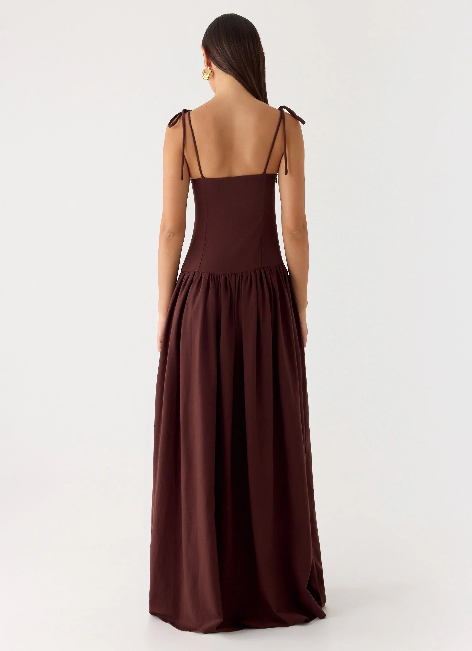 Giovanna Linen Maxi Dress Chocolate Drizzle