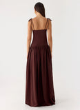 Giovanna Linen Maxi Dress Chocolate Drizzle
