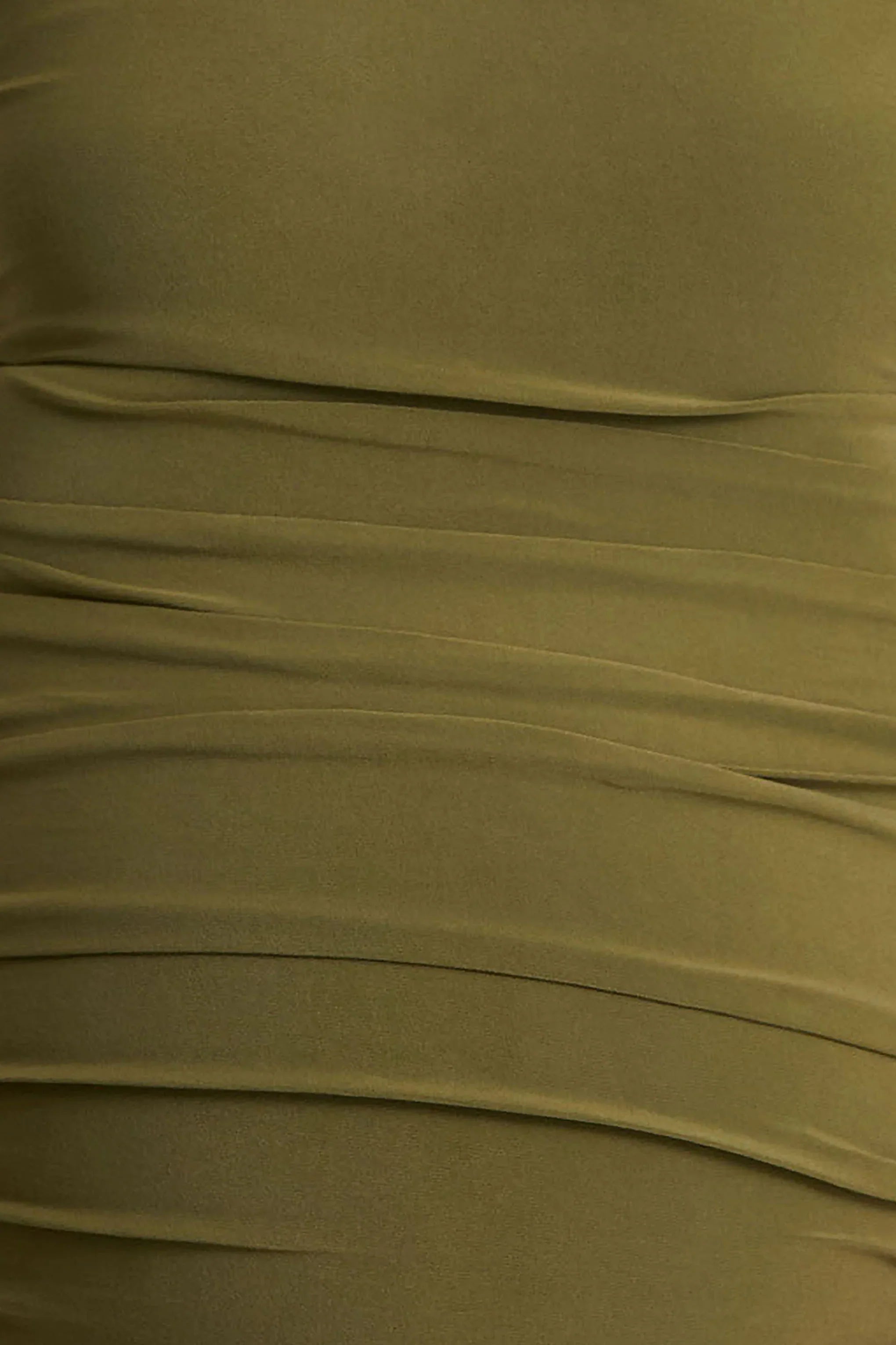 Lisbon Olive Maternity Square Neck Ruched Midi Dress