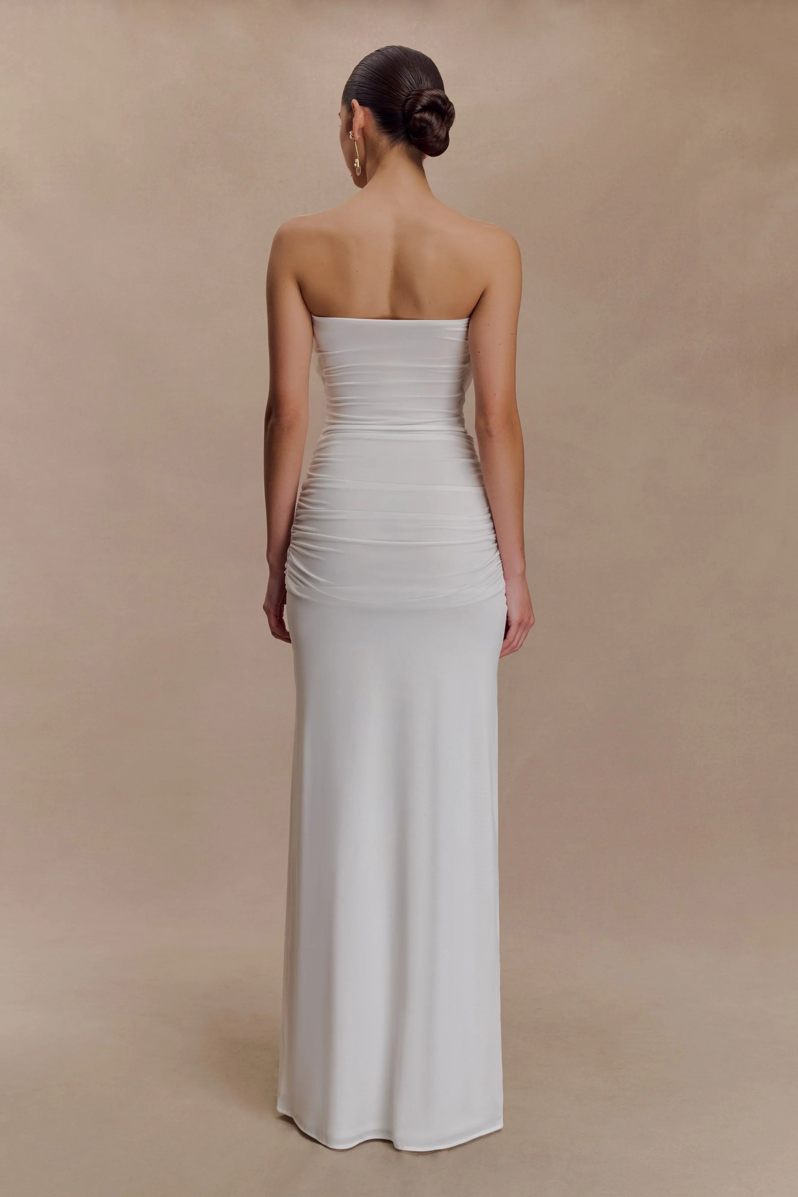 Mirren Strapless Slinky Maxi Dress White