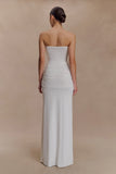 Mirren Strapless Slinky Maxi Dress White