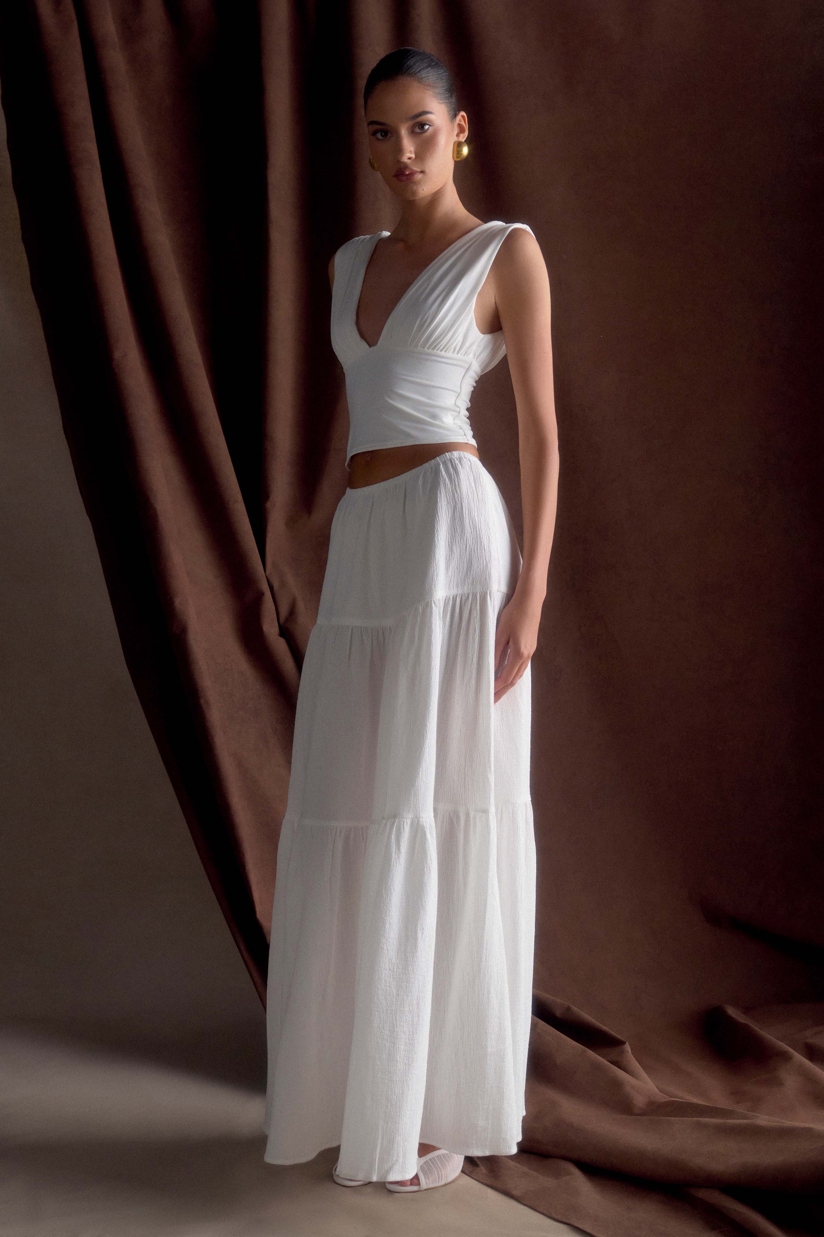 Jacinda Cotton Maxi Skirt White