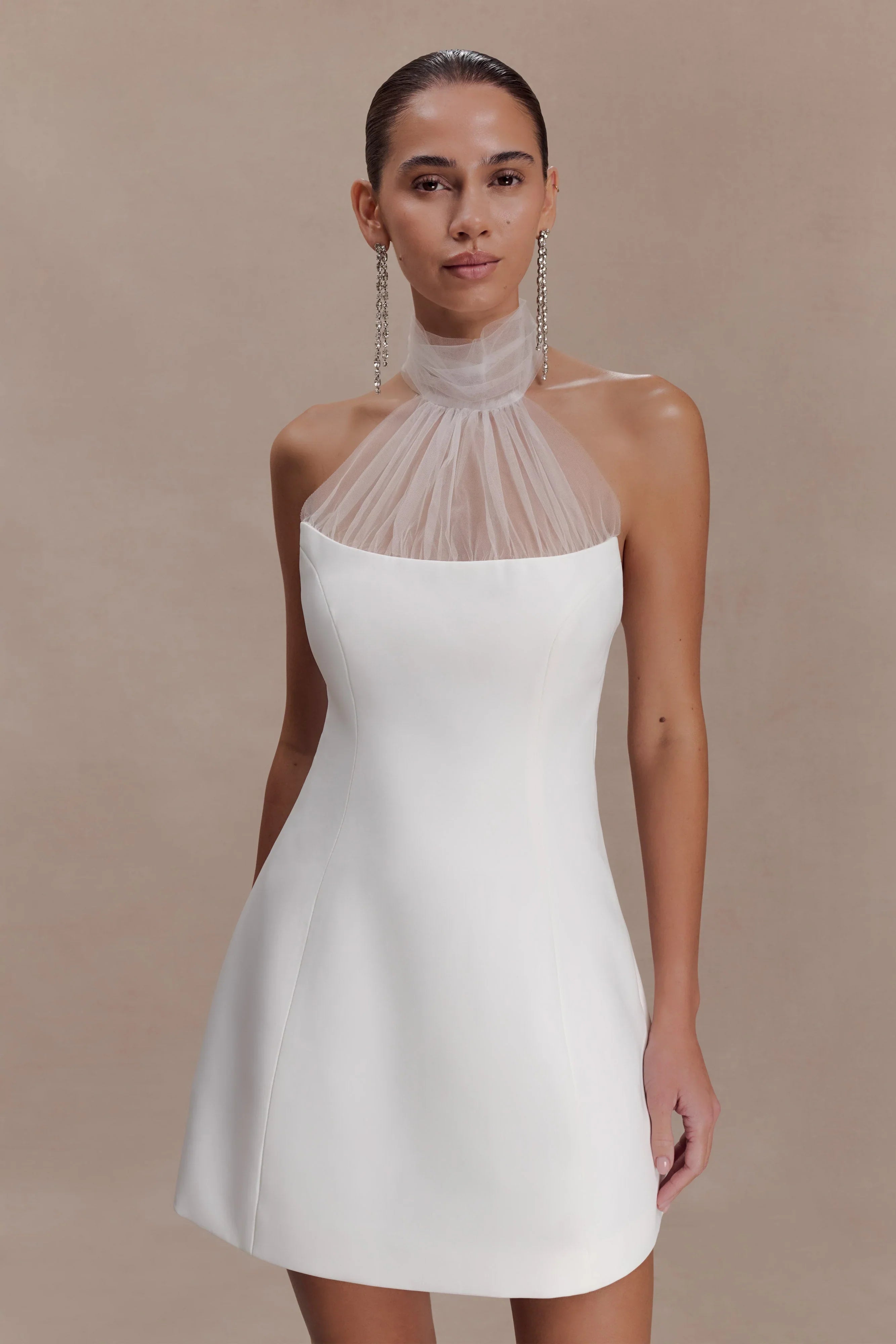 Riley Halter Suiting Mini Dress Ivory