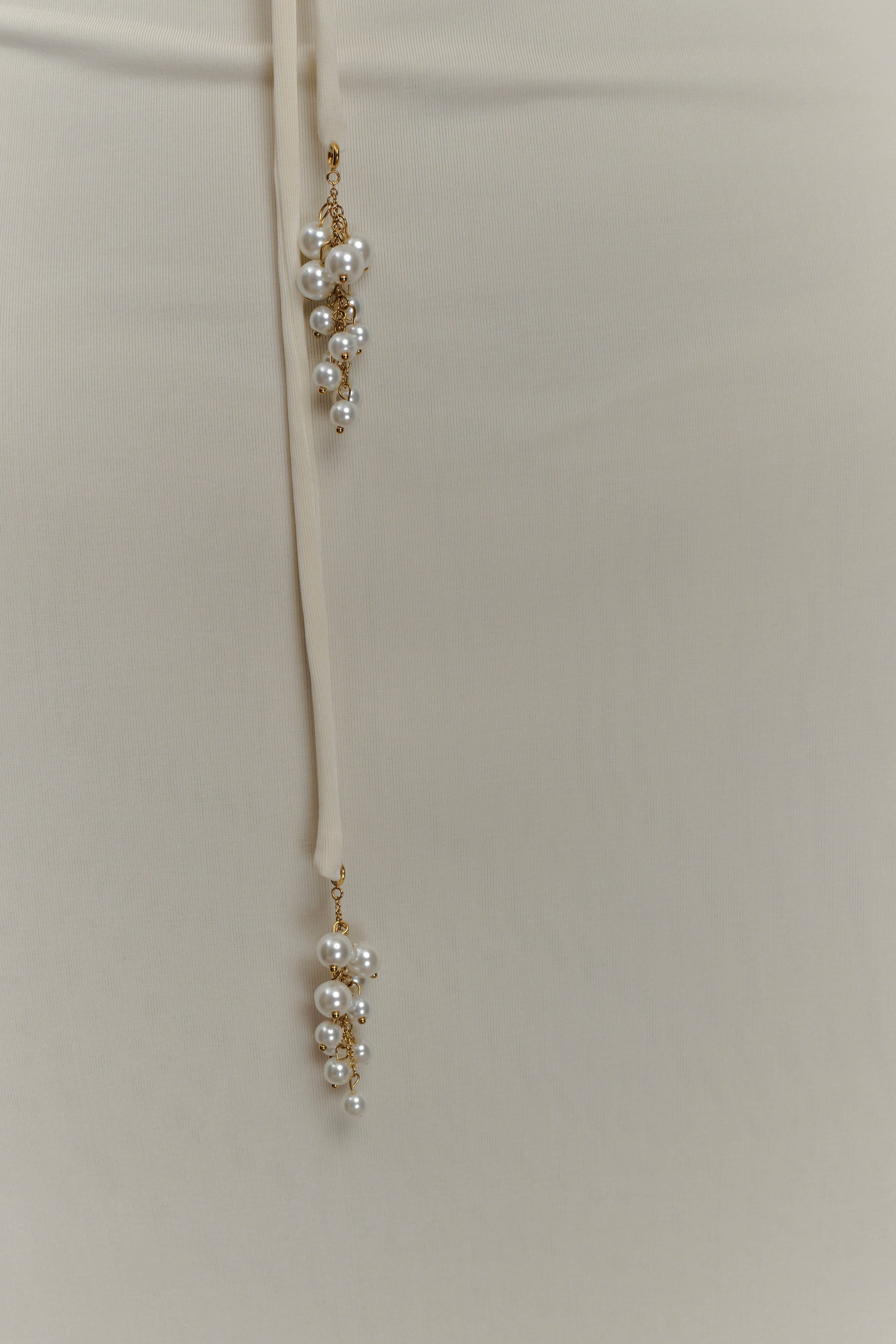 Beryl Slinky Maxi Dress With Pearls Ivory