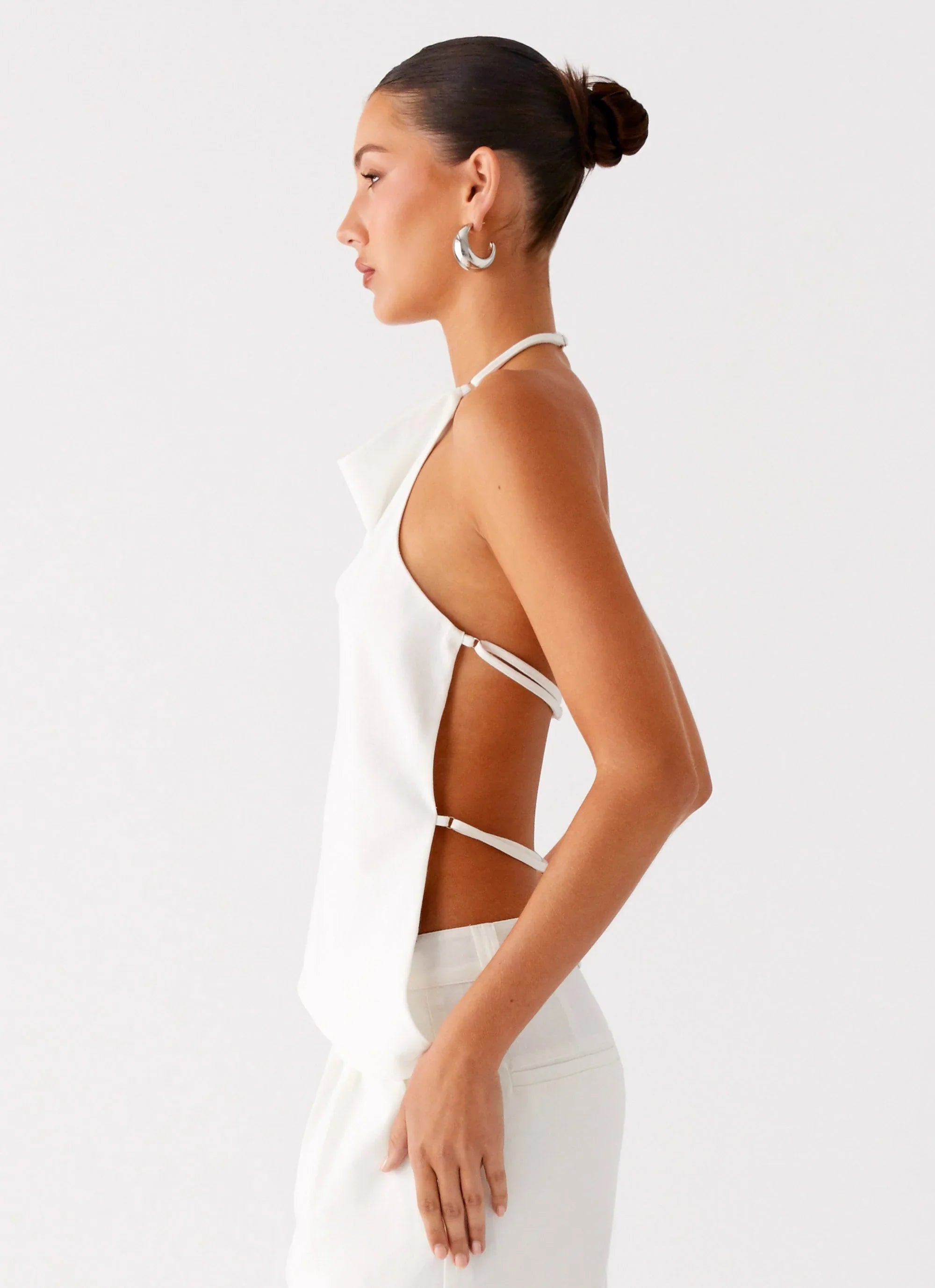 Delong Backless Linen Top White