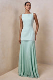 Hadley Sage Boat Neck Maxi Dress With Drop Waist