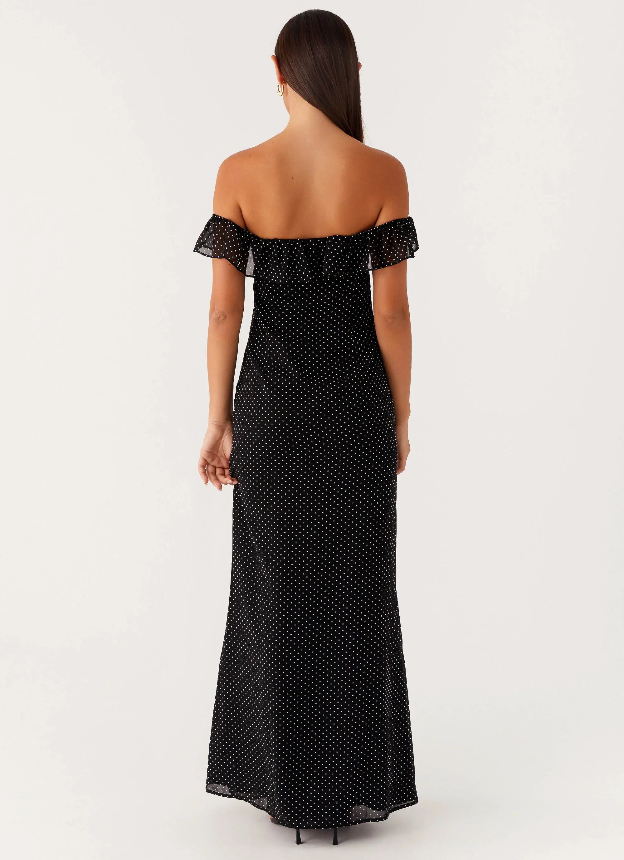 Scarlet Cherry Maxi Dress Black Polka Dot