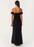 Scarlet Cherry Maxi Dress Black Polka Dot