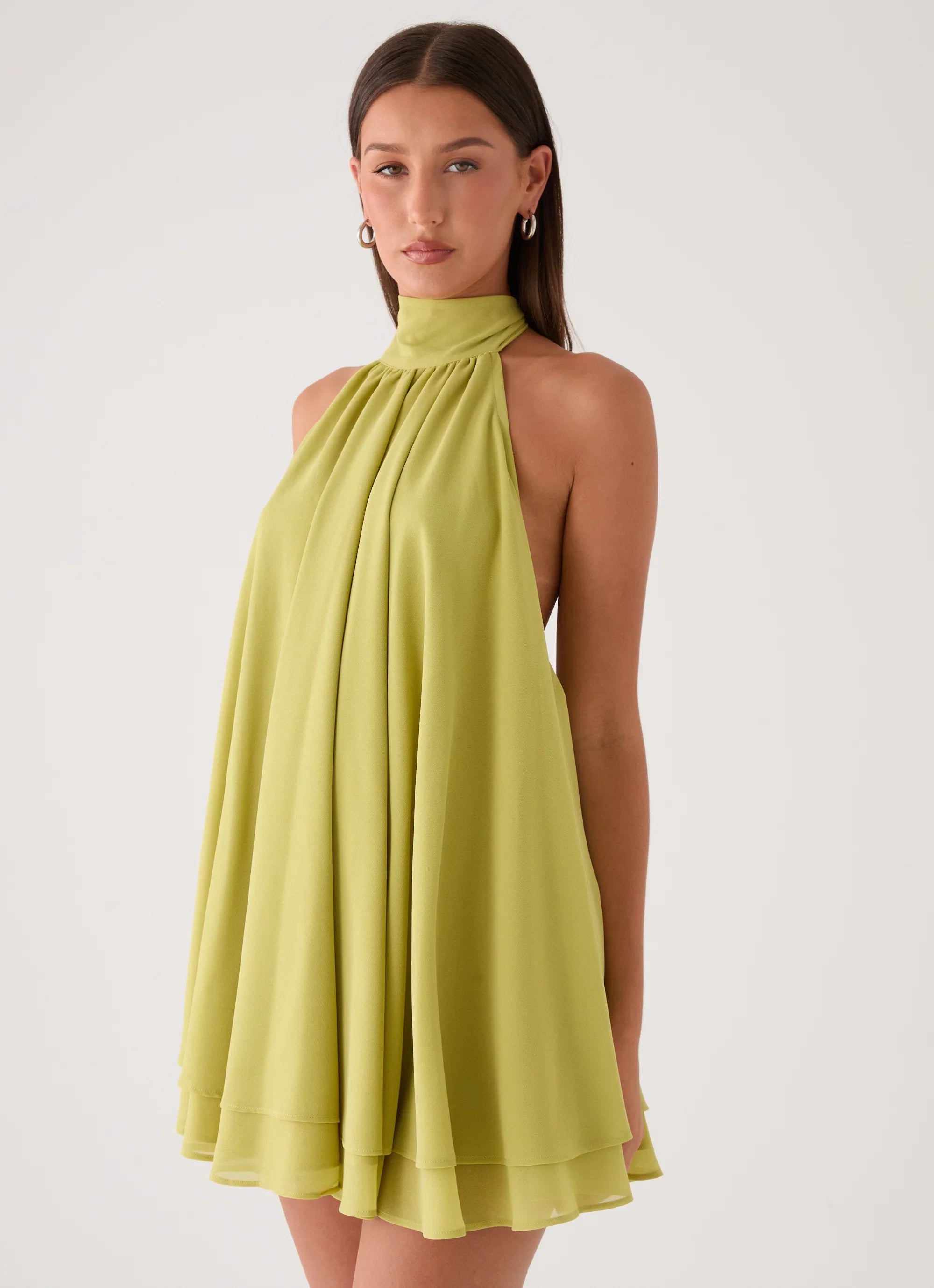 Lyrah Halter Mini Dress Lime