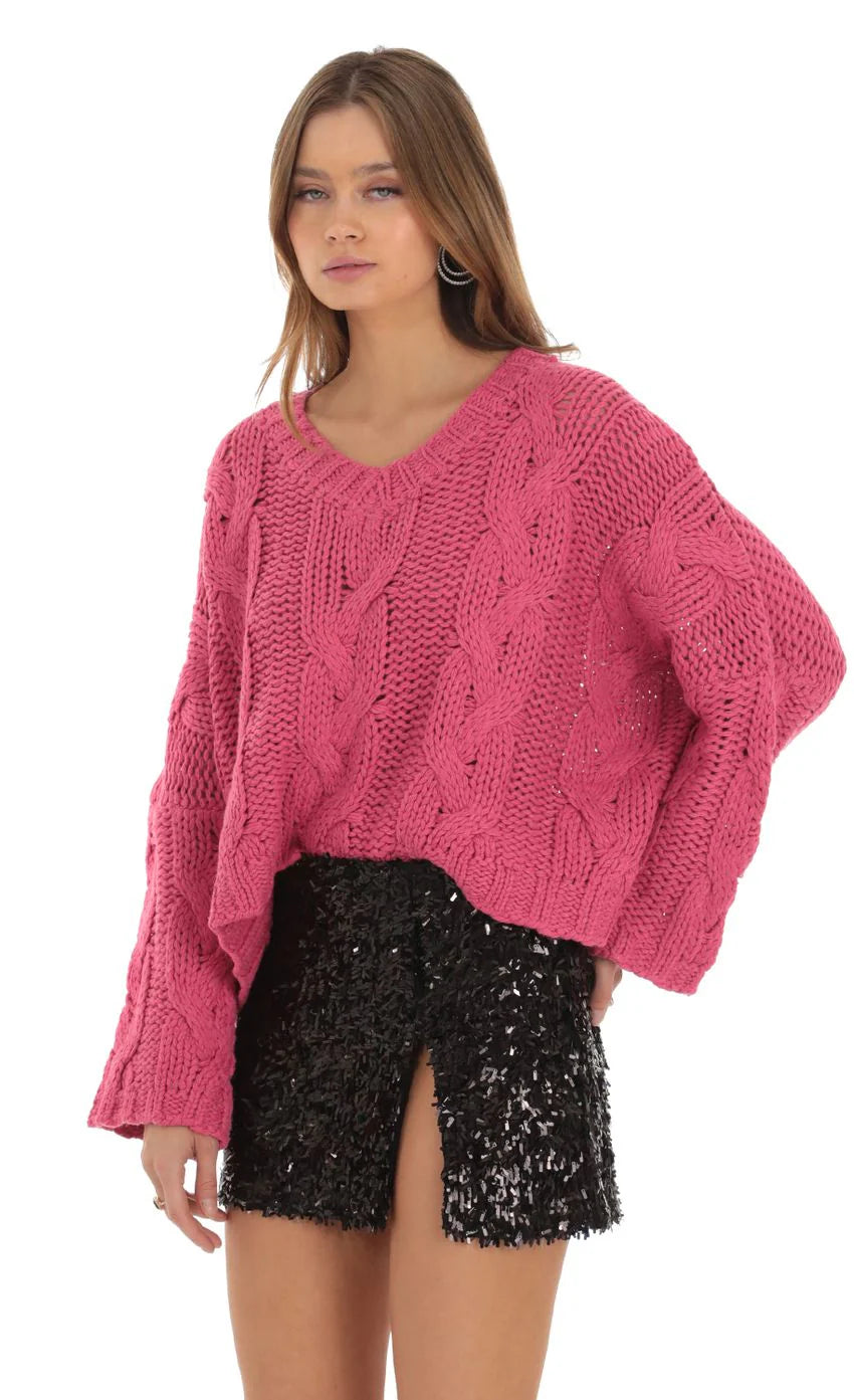Sequin Slit Skirt in Black