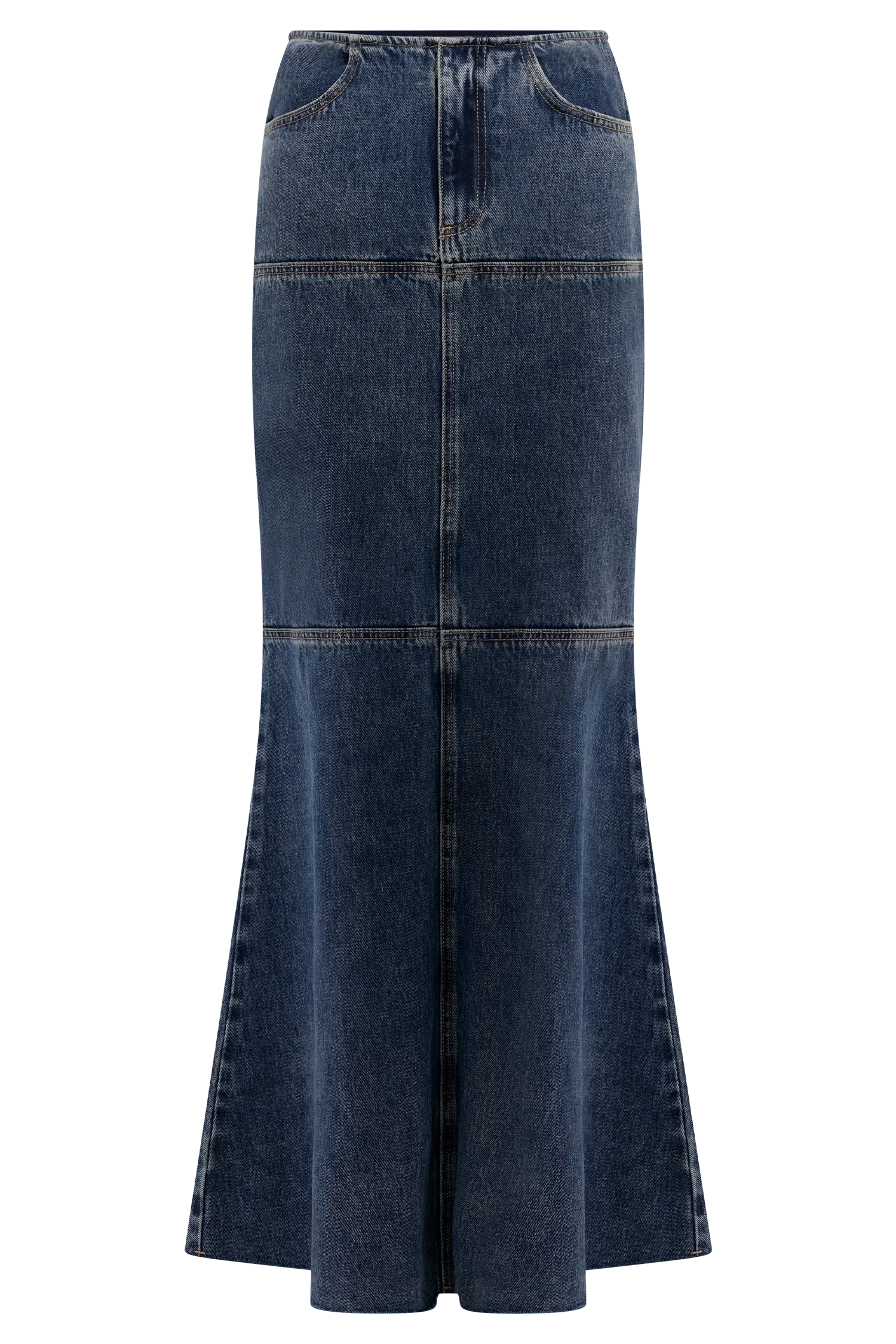 Loretta Denim Maxi Skirt Washed Dark Blue
