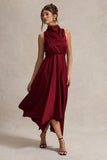 Kerri Berry Satin Cowl Neck Maxi Dress