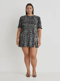 Black Curve Open Back Sequin T Shirt Dress