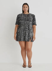 Black Curve Open Back Sequin T Shirt Dress