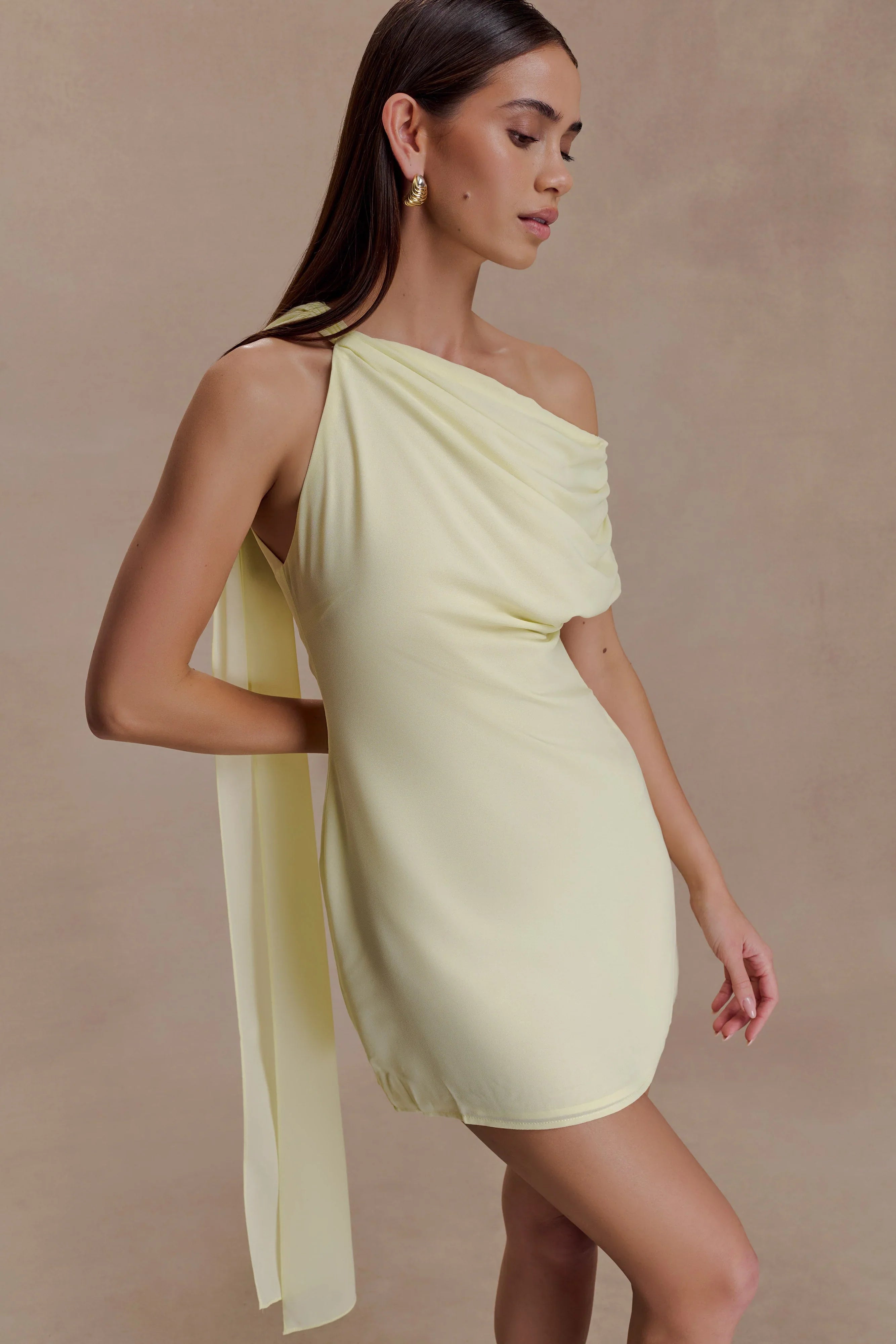 Daisie Chiffon Mini Dress Lemon