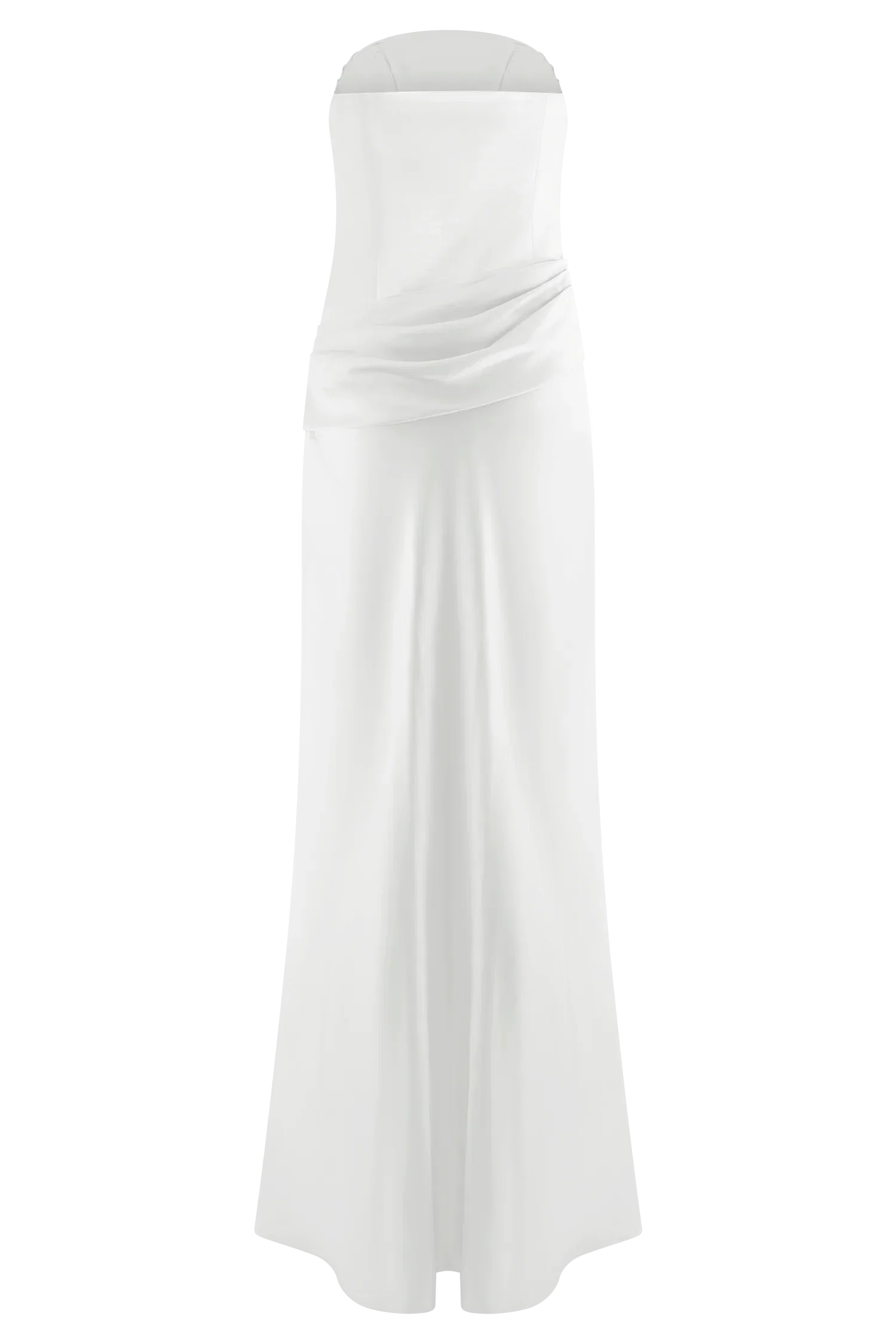 Jasmine Strapless Satin Maxi Dress White