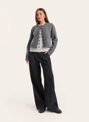 Dark Grey Double Layer Knitted Cardigan