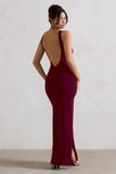 Kate Berry Square Neck Maxi Dress with Plunge Back and Side Thigh Split