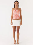Julienne Beaded Top Coral