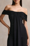Kalida Black Bardot Neck Jumpsuit With Sash Detail