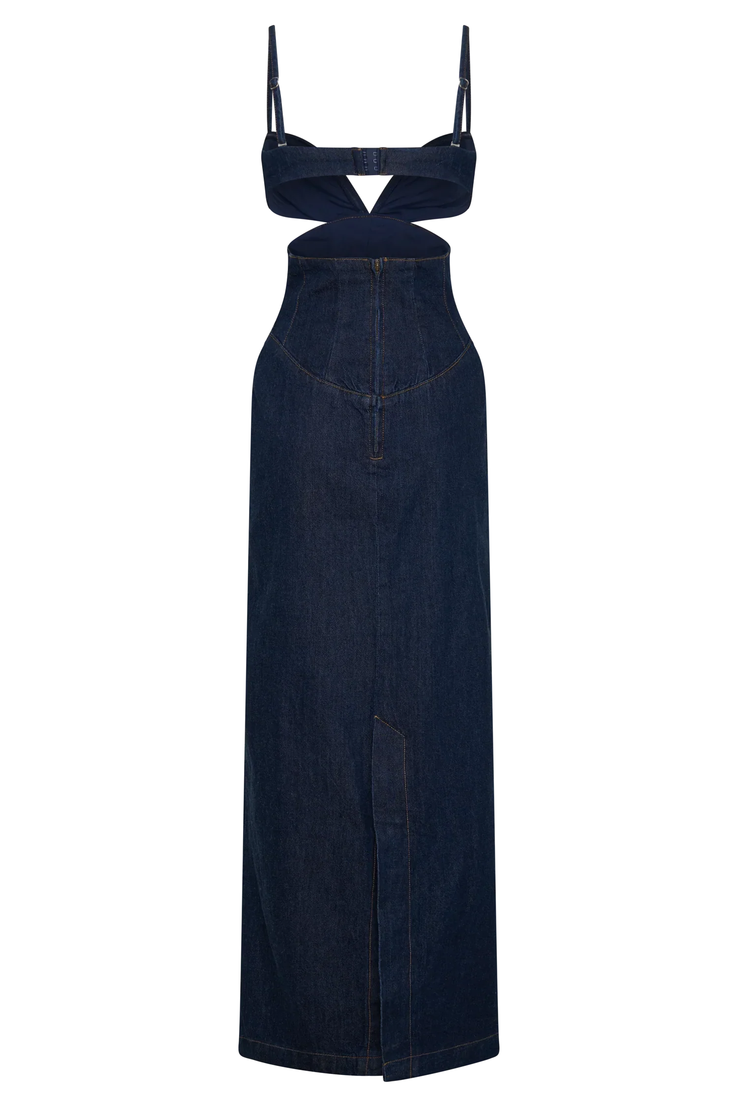 Amila Denim Cupped Maxi Dress Indigo Blue