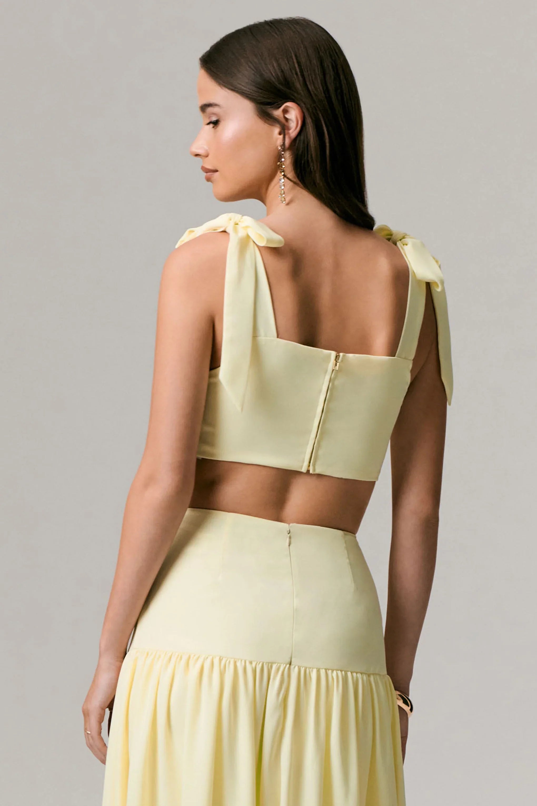 Elodie Lemon Tie Strap Crop Top