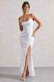 Intimacy White Lace Corset Split Maxi Dress