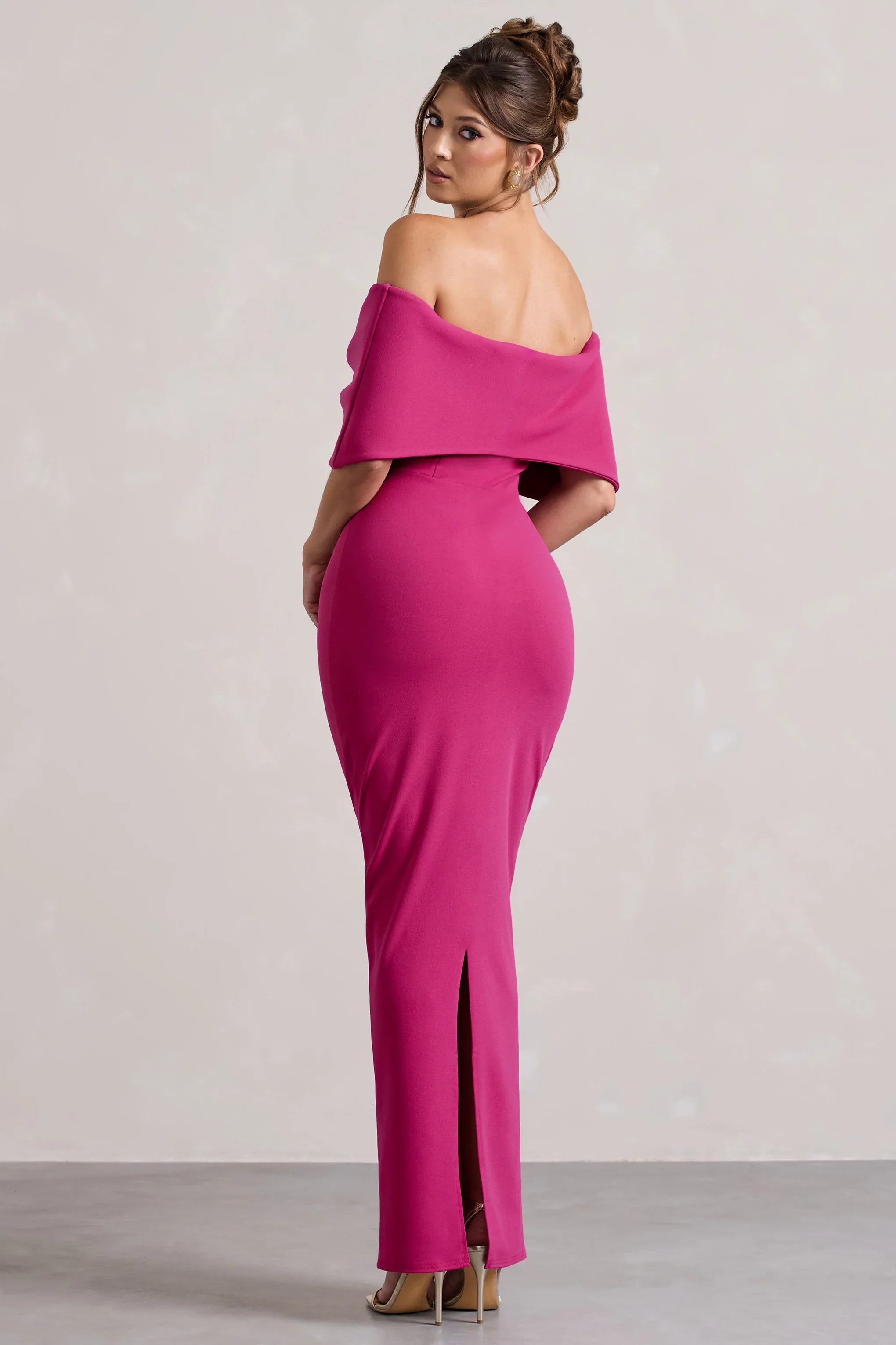 Cornelia Hot Pink Strapless Maxi Dress With Oversized Bow