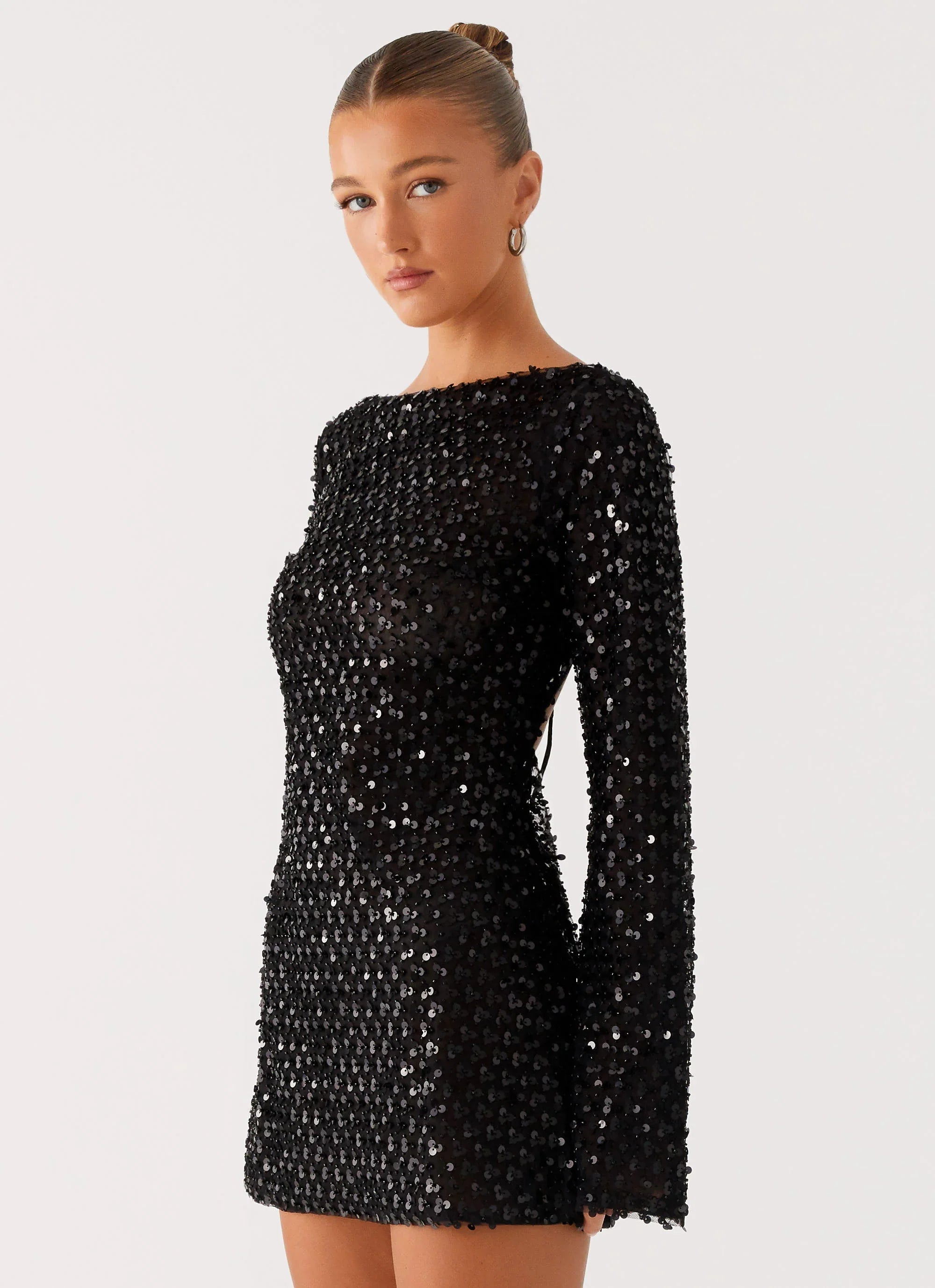Edessa Sequin Mini Dress Black