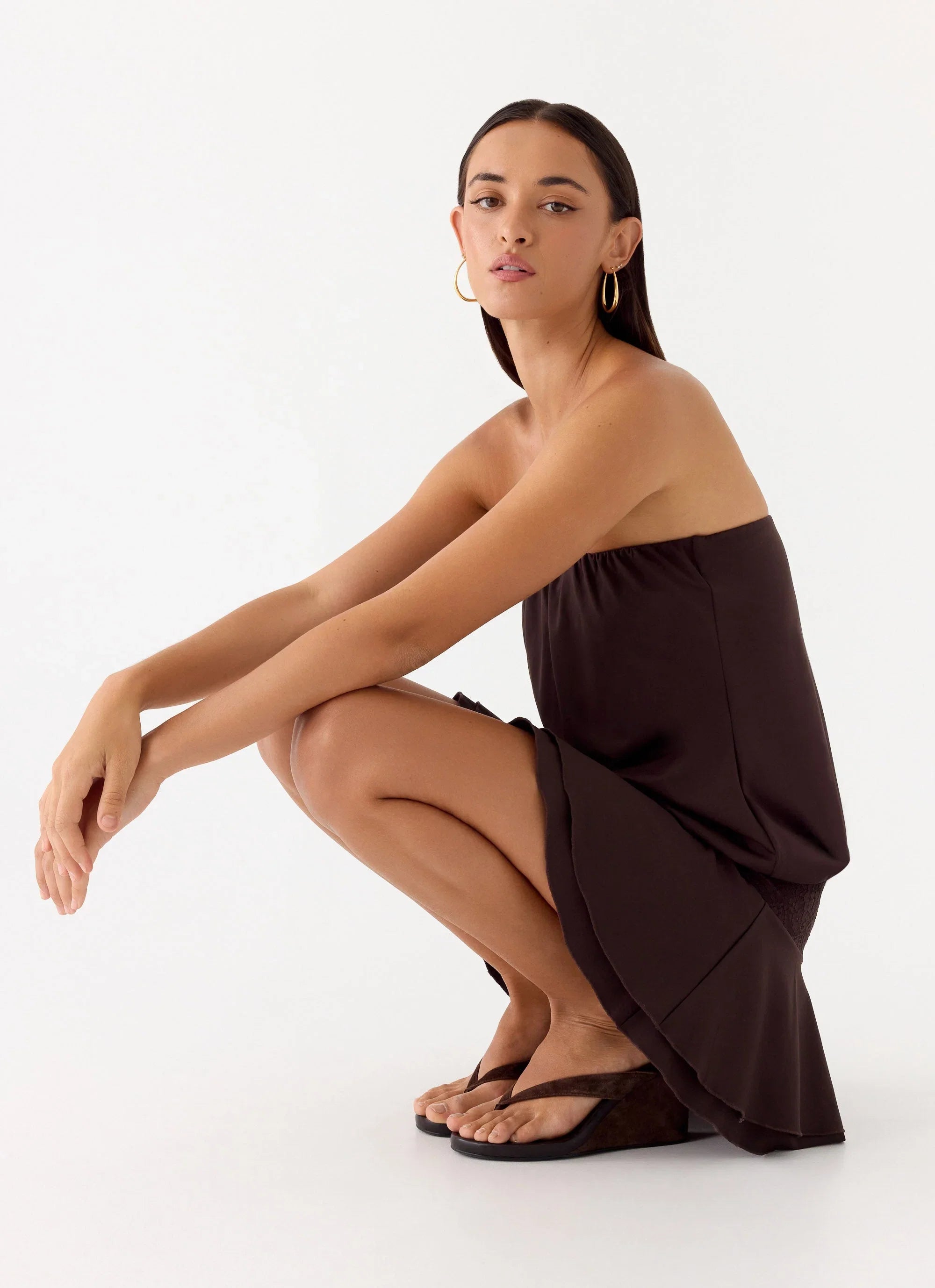 Noreen Strapless Mini Dress Chocolate Torte